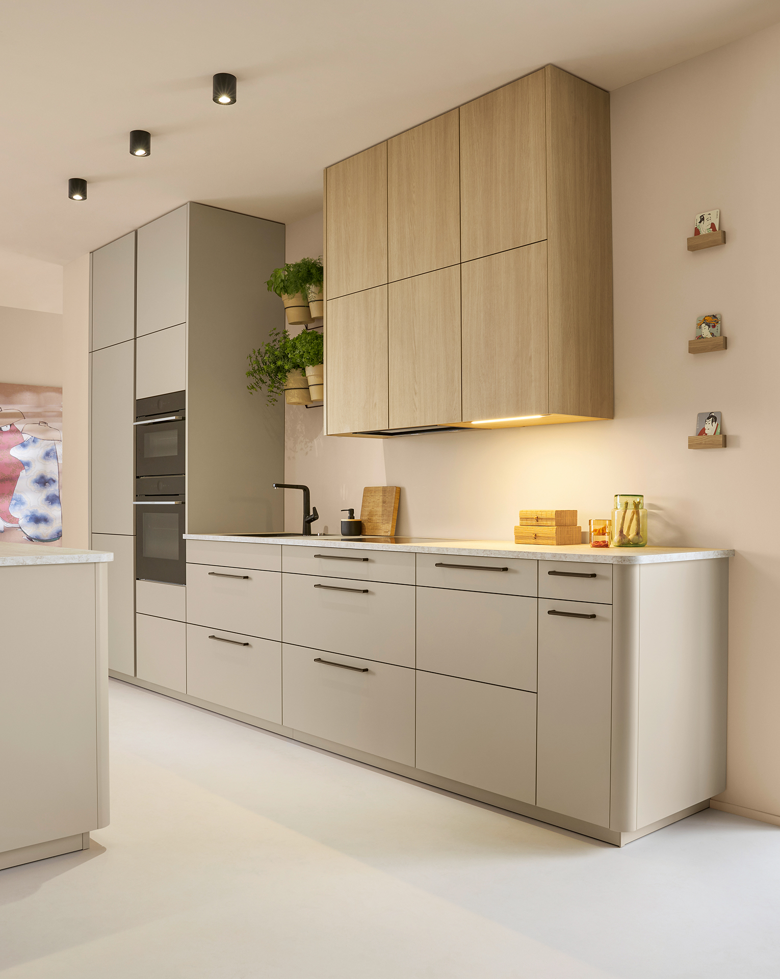 Deep pan drawers and interior storage detail in a fitted kitchen